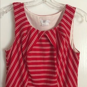 London Times Red-White Striped Fit & Flare Dress
